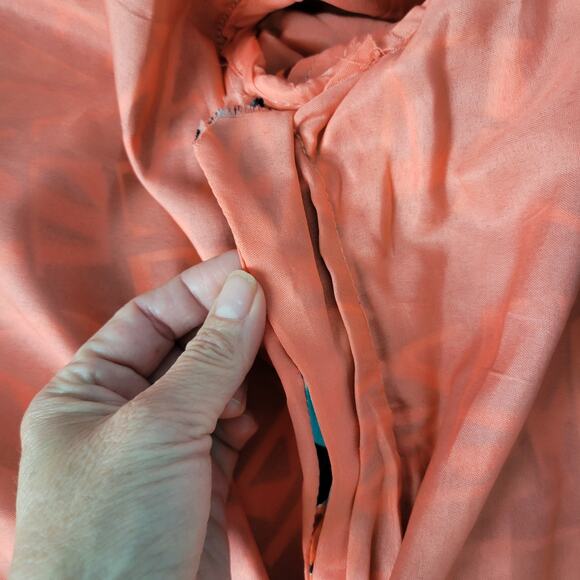 Dopamine Mid Century Mod Pink 60s Psychedelic Long Coat Handmade Teal - Picture 12 of 16